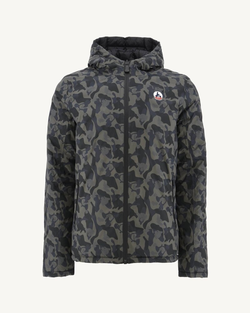 Camo Print / Black JOTT Bergen Reversible Hooded Men\'s Puffer Jackets | IJX-3919