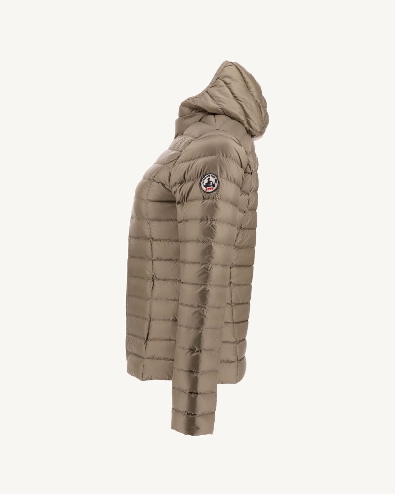 Dark Beige JOTT Cloe Lightweight Hooded Women's Down Jackets | MHK-8166