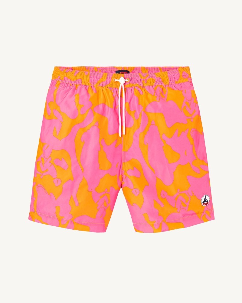 Dark Blue JOTT Intense Pink/Apricot Biarritz Camo Men\'s Swim Shorts | ESW-4337