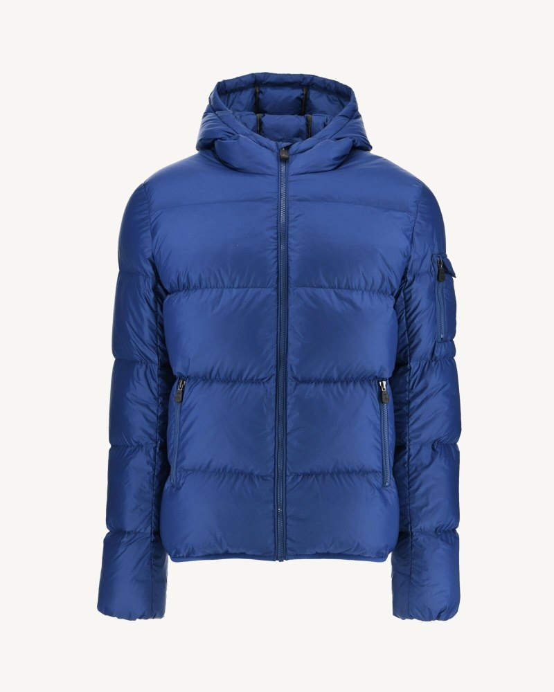 Dark Blue JOTT Java Grand Cold Hooded Men's Down Jackets | KTY-1413