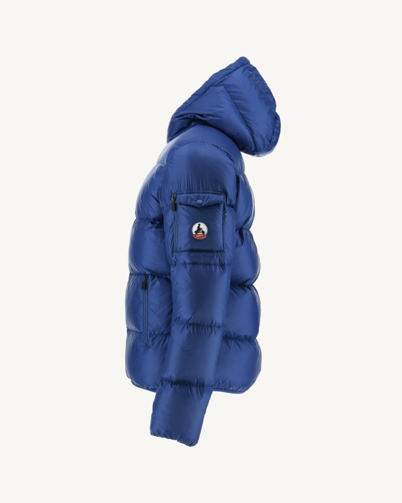 Dark Blue JOTT Java Grand Cold Hooded Men's Down Jackets | KTY-1413