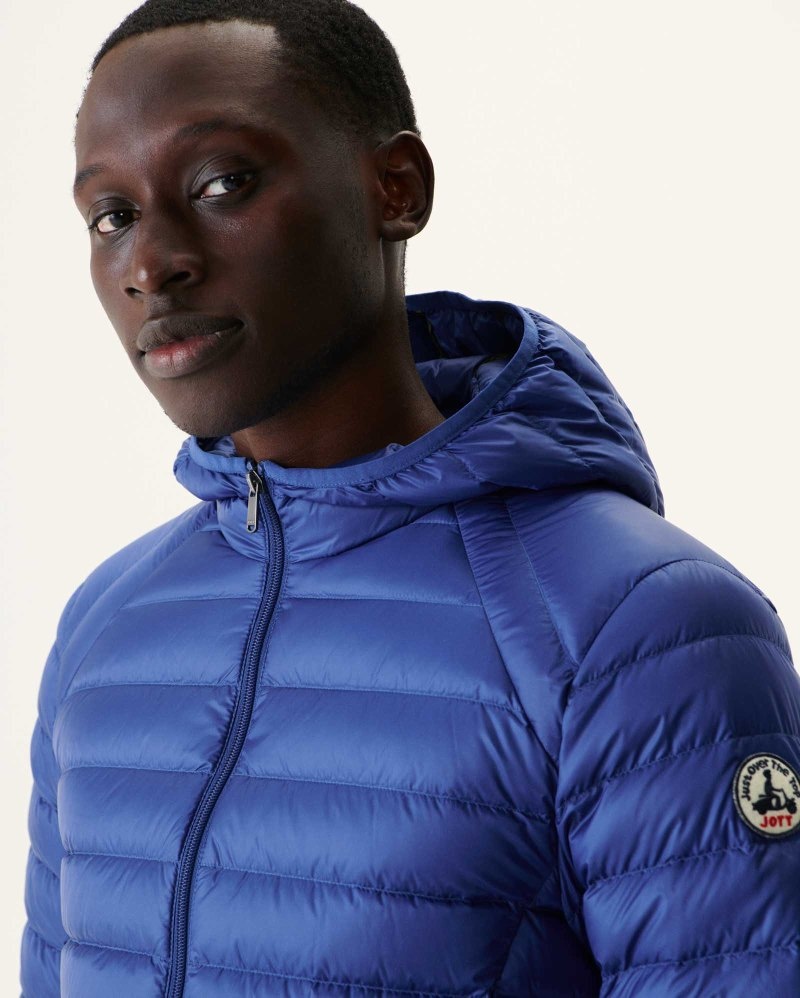 Dark Blue JOTT Nico Lightweight Hooded Men's Down Jackets | MDI-6210