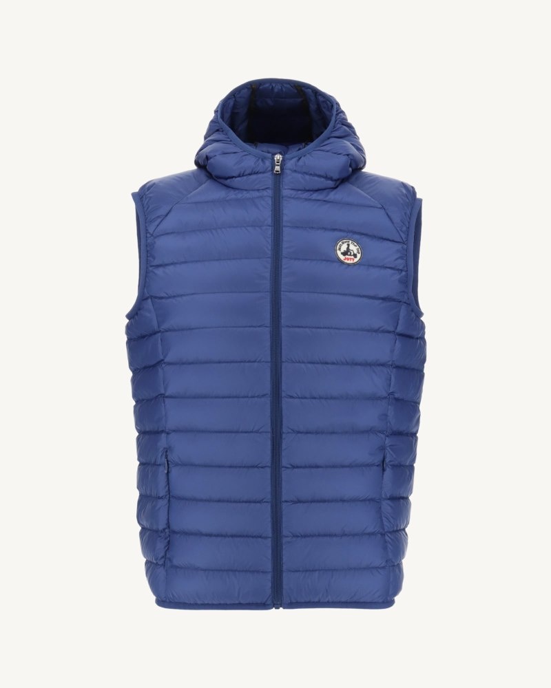 Dark Blue JOTT Pat Sleeveless Hooded Men's Down Jackets | LPY-3328