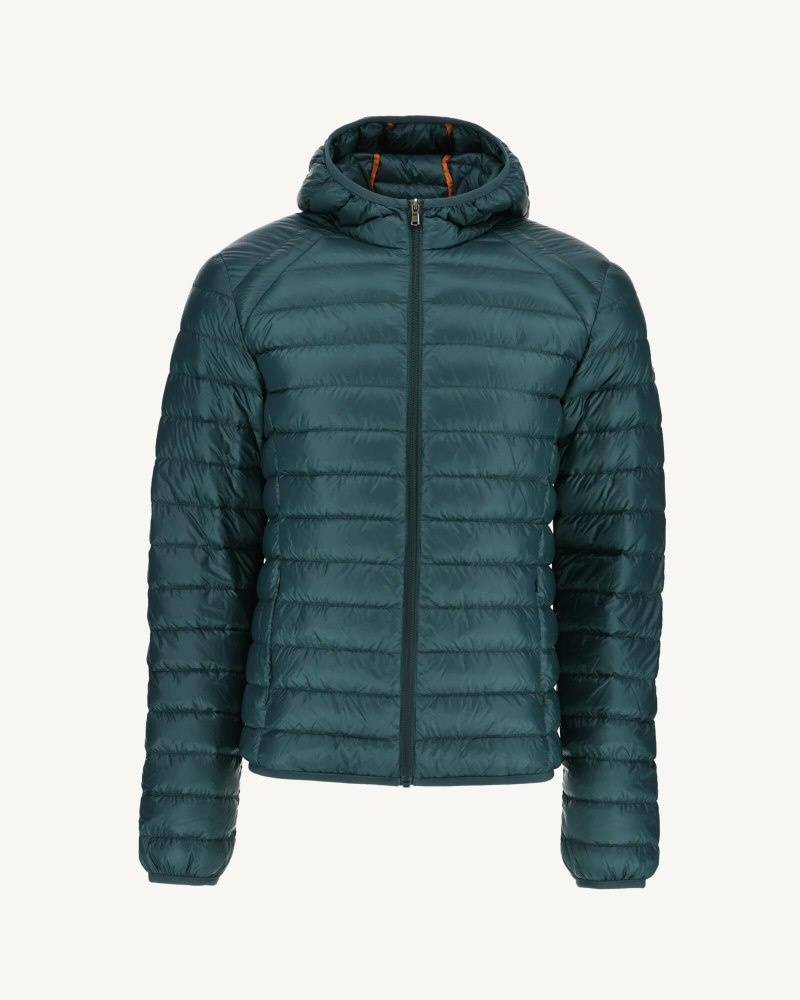 Dark Green JOTT Nico Lightweight Hooded Men's Puffer Jackets | JYS-9824