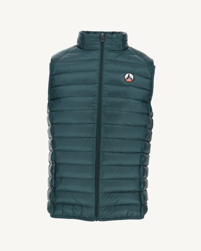 Dark Green JOTT Tom Sleeveless Men's Down Jackets | UUW-2293