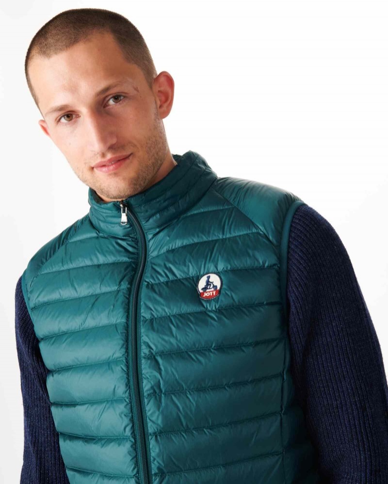 Dark Green JOTT Tom Sleeveless Men's Down Jackets | UUW-2293