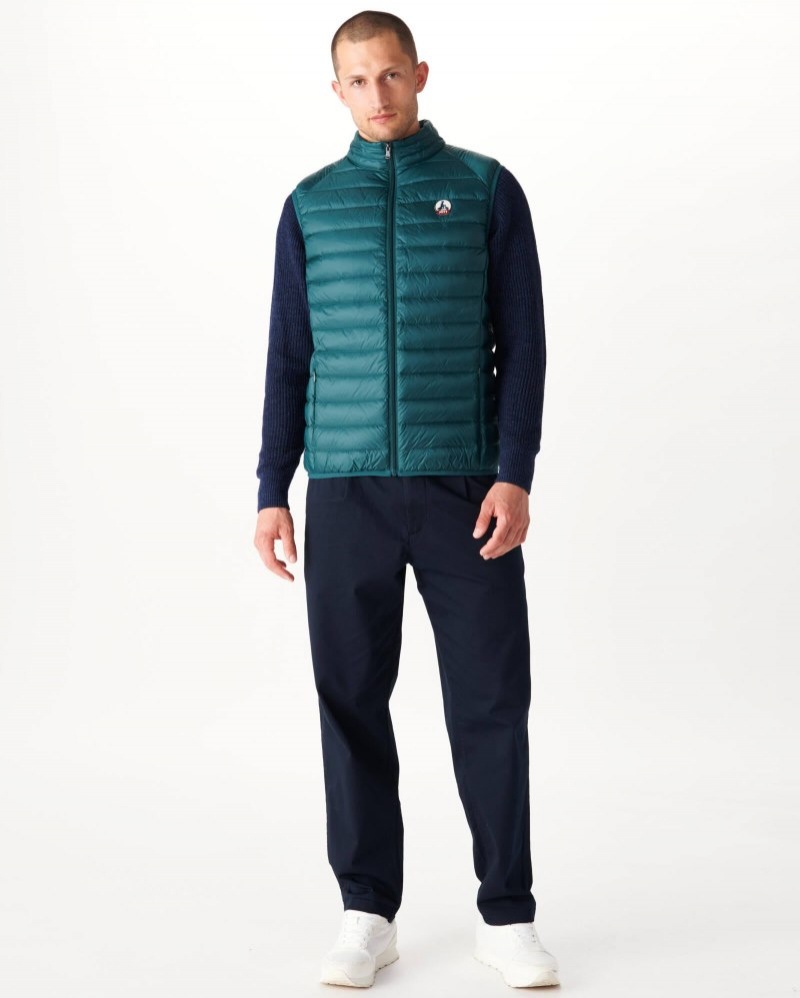 Dark Green JOTT Tom Sleeveless Men's Down Jackets | UUW-2293