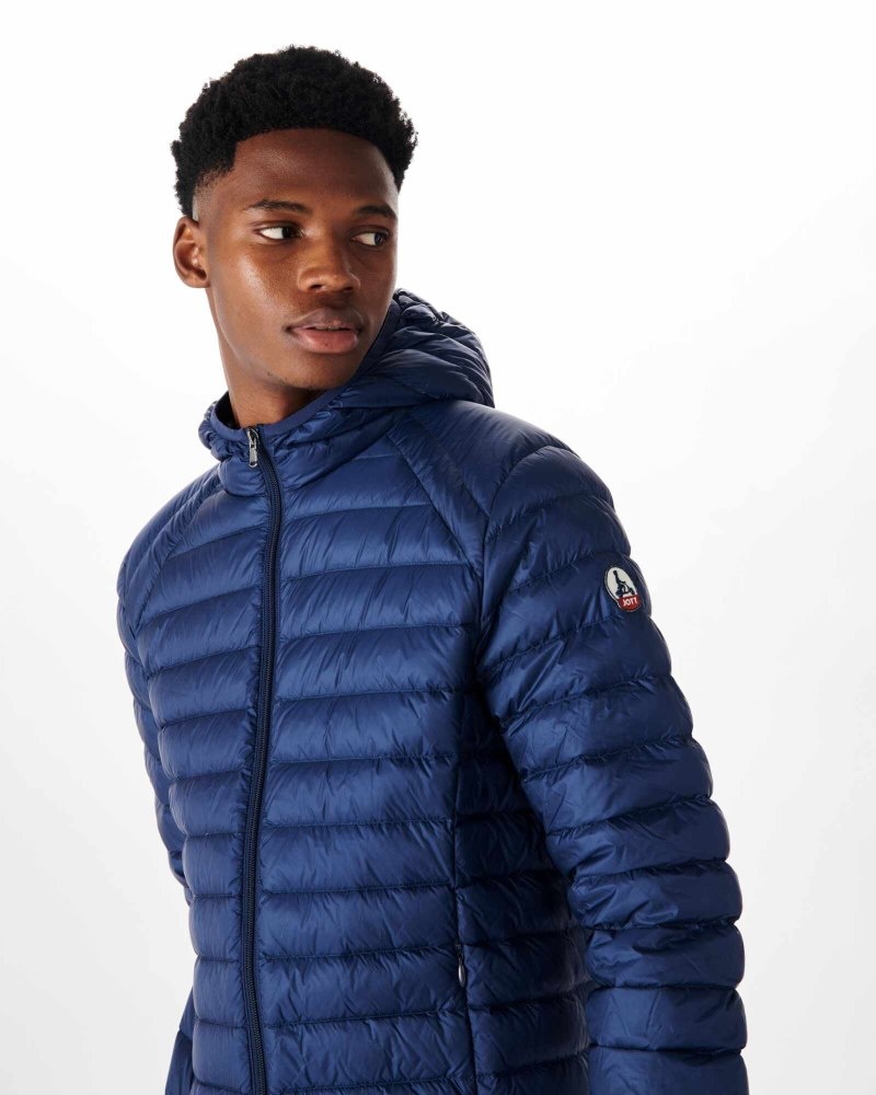 Deep Blue JOTT Nico Light Hooded Men's Down Jackets | AAK-0621