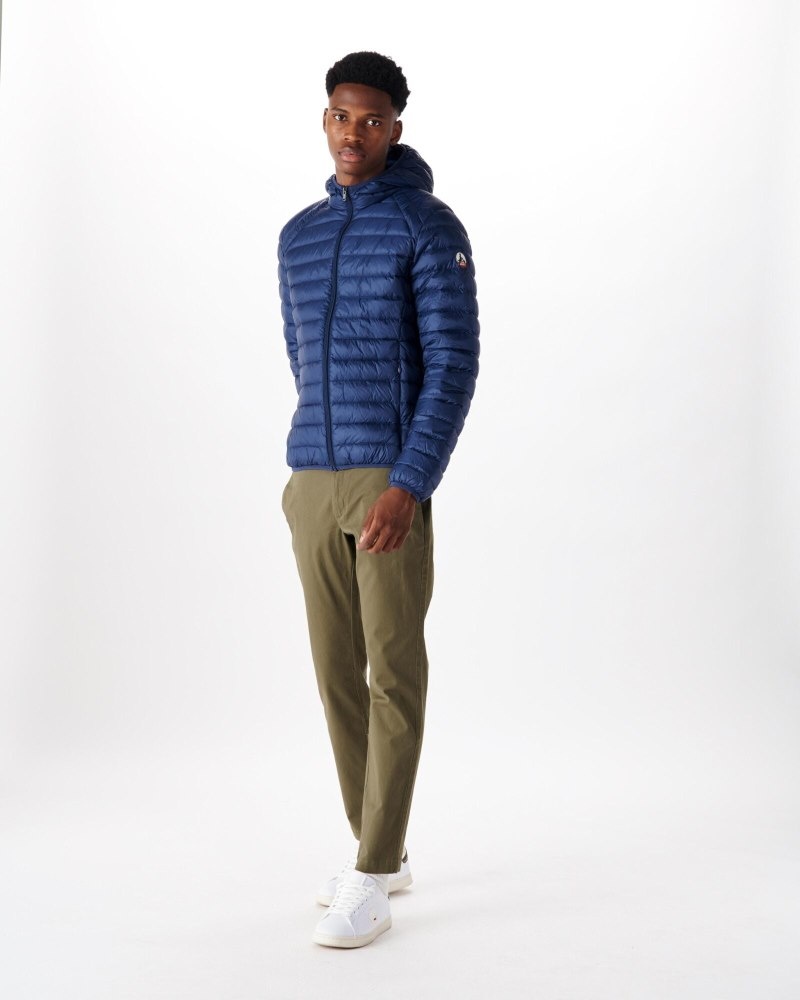 Deep Blue JOTT Nico Light Hooded Men's Down Jackets | AAK-0621