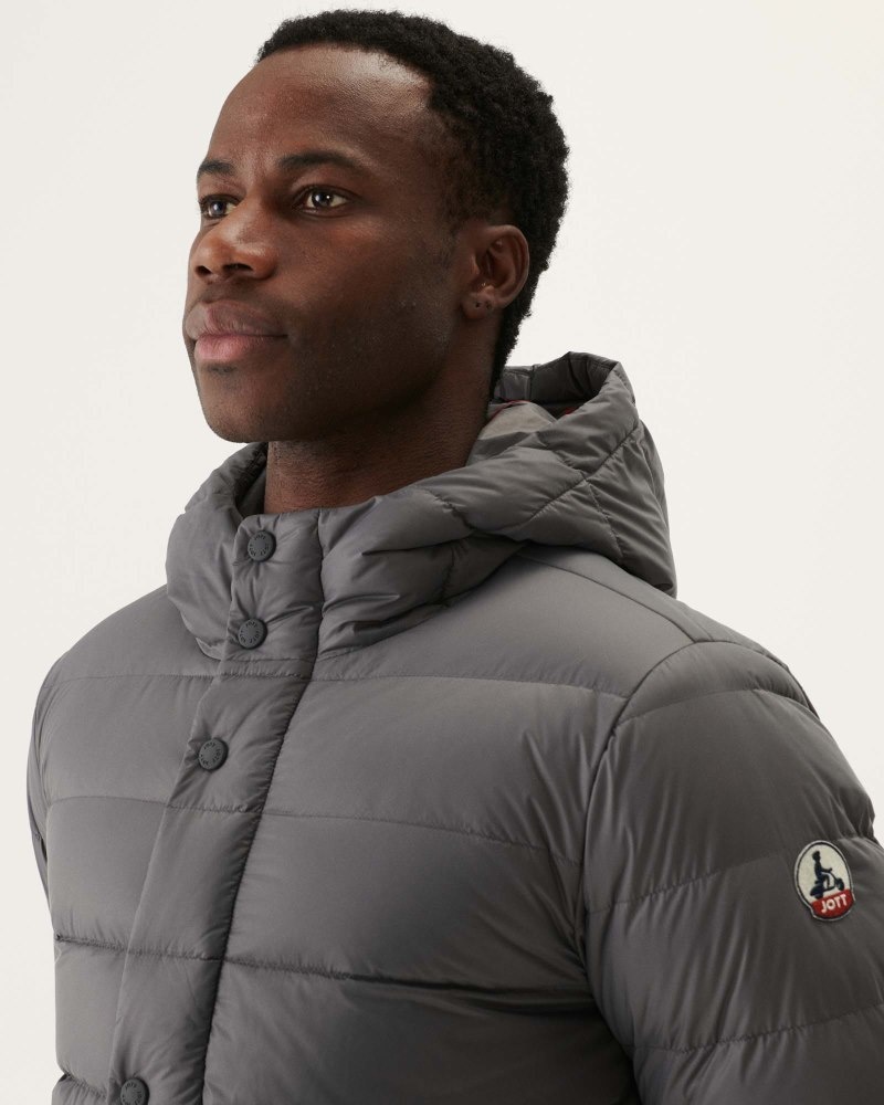 Deep Grey JOTT Jorge Hooded Men's Puffer Jackets | ZHU-7193