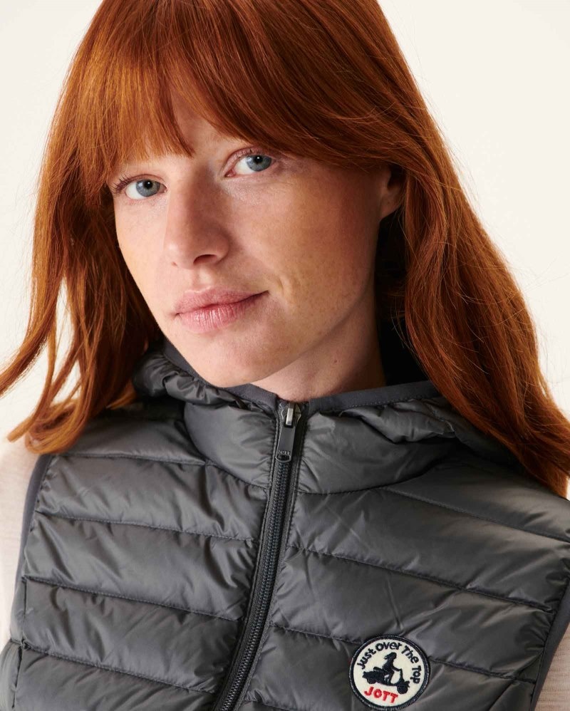 Deep Grey JOTT Mali Light Sleeveless Women's Down Jackets | NMF-1332