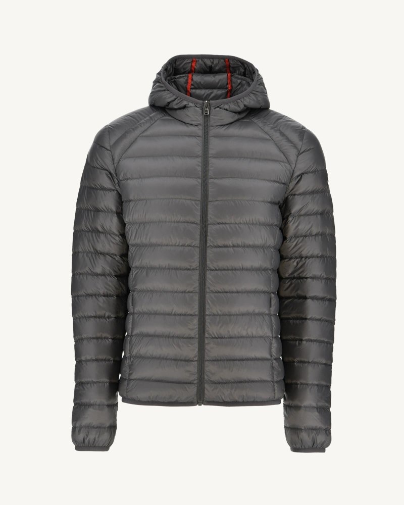 Deep Grey JOTT Nico Light Hooded Men's Down Jackets | ENV-5409