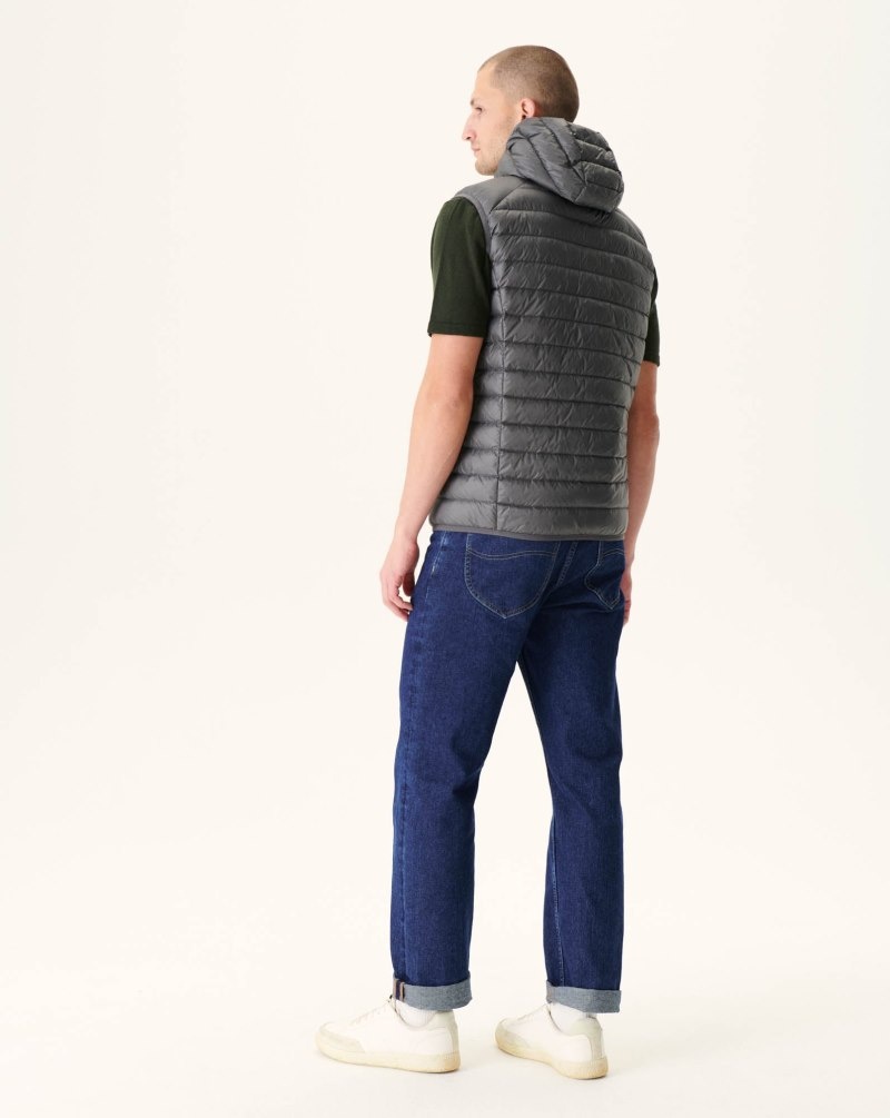 Deep Grey JOTT Pat Hooded Sleeveless Men's Down Jackets | LCA-3416