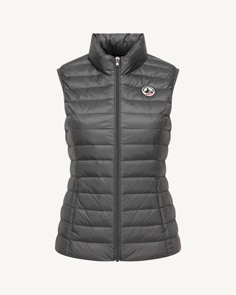 Deep Grey JOTT Seda Light Sleeveless Women's Down Jackets | KRU-7152