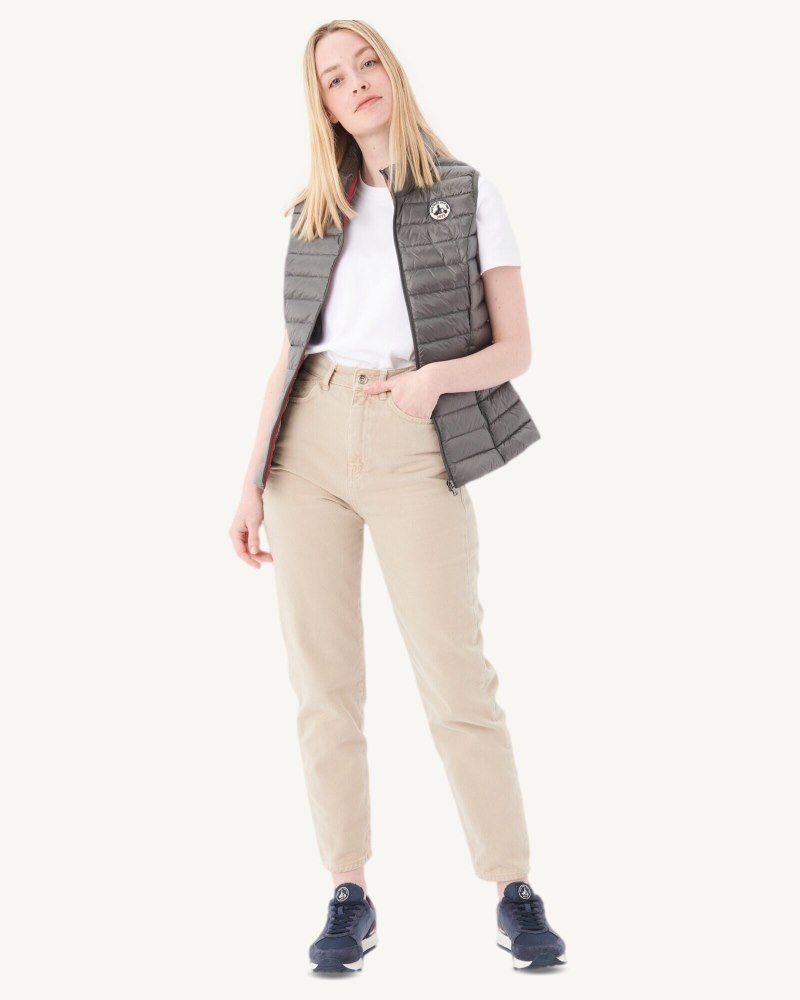 Deep Grey JOTT Seda Light Sleeveless Women's Down Jackets | KRU-7152