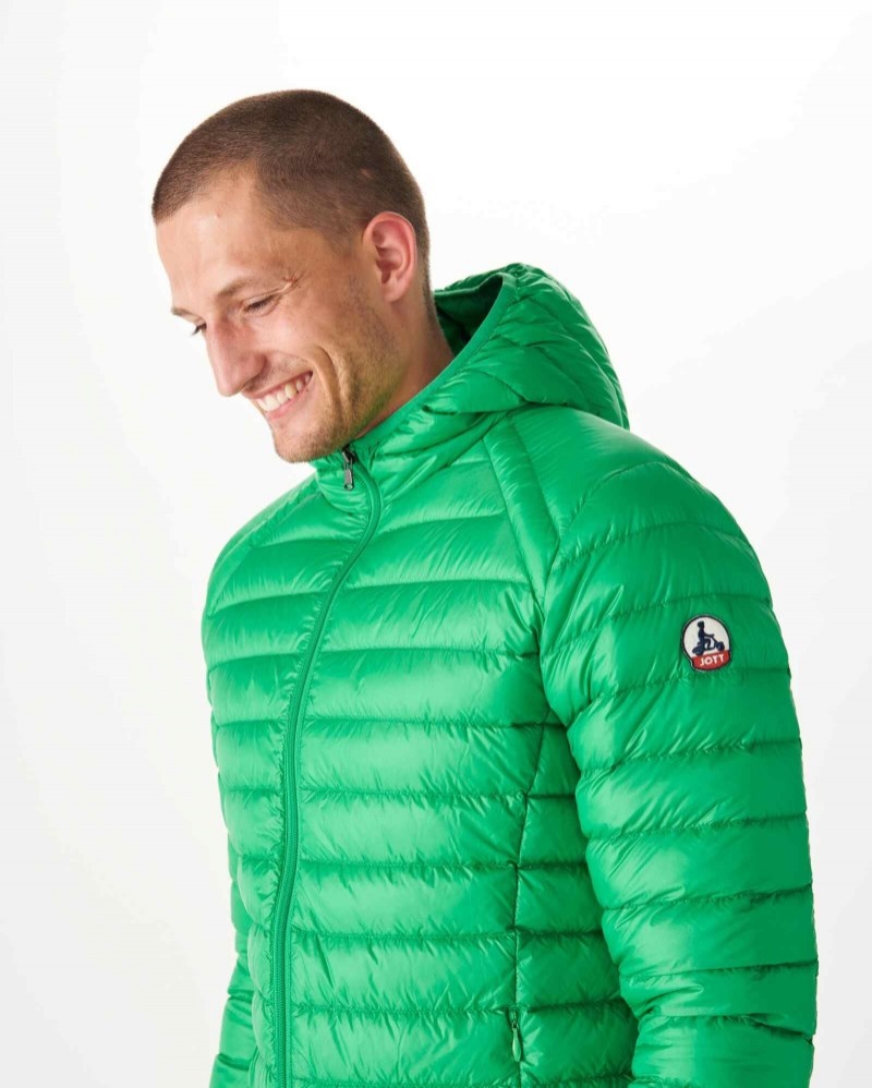 Green JOTT Nico Light Hooded Men's Puffer Jackets | IYJ-9046