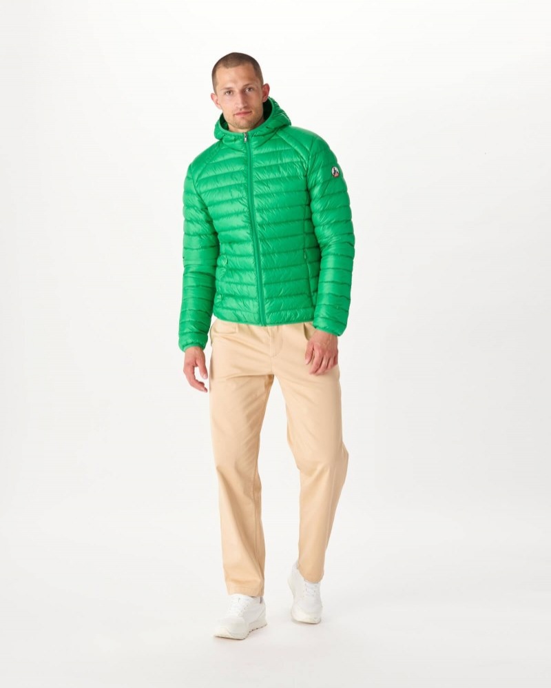 Green JOTT Nico Light Hooded Men's Puffer Jackets | IYJ-9046