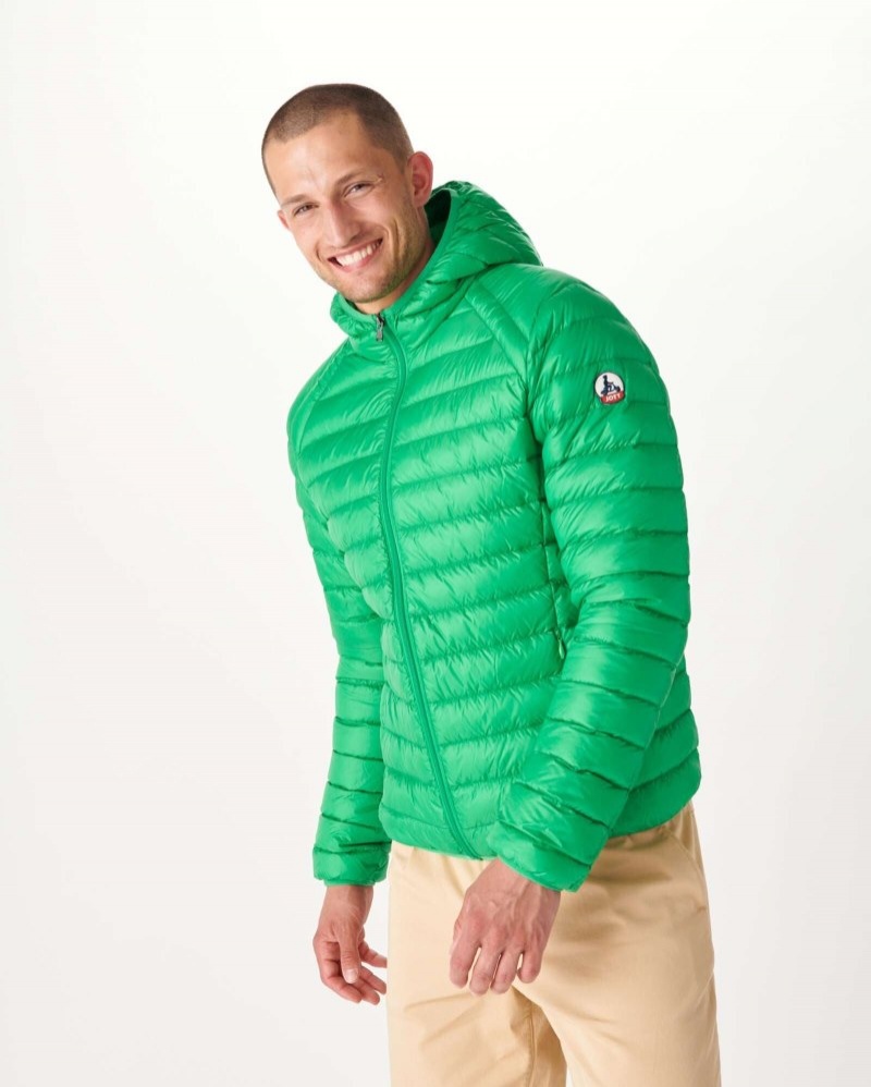 Green JOTT Nico Light Hooded Men\'s Puffer Jackets | IYJ-9046