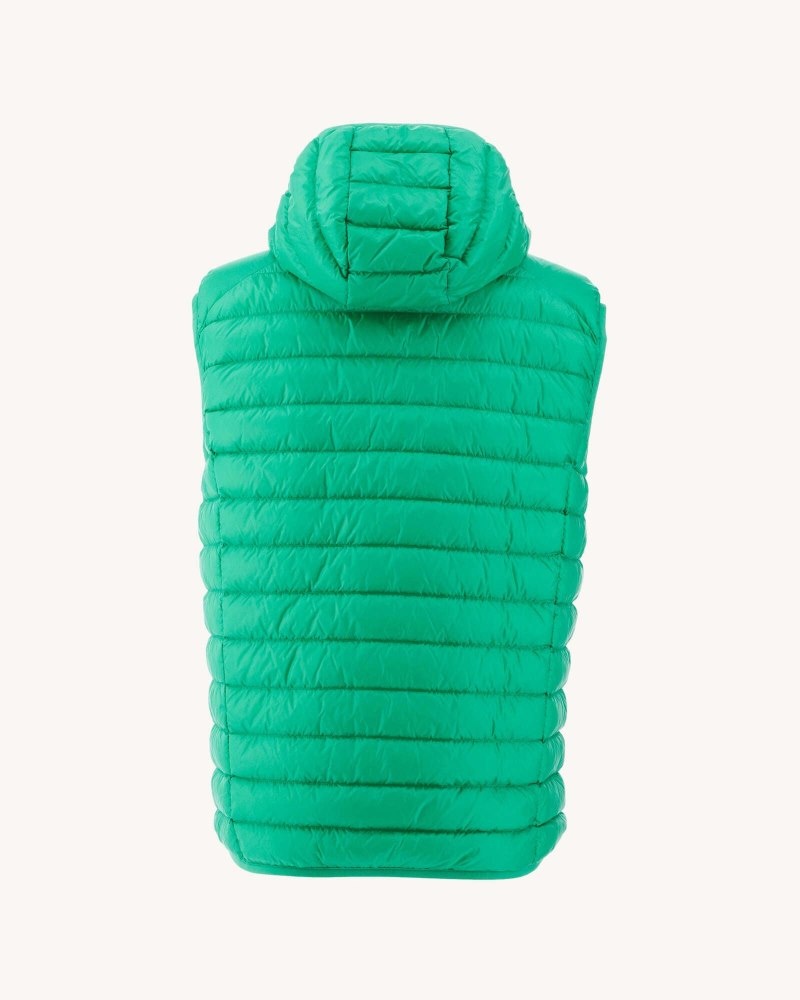 Green JOTT Pat Hooded Sleeveless Men's Down Jackets | DPQ-5849