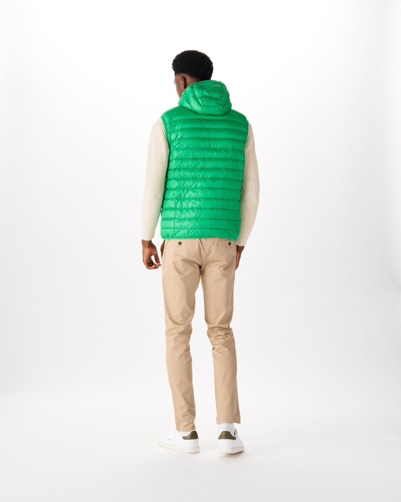 Green JOTT Pat Hooded Sleeveless Men's Down Jackets | HNM-3252