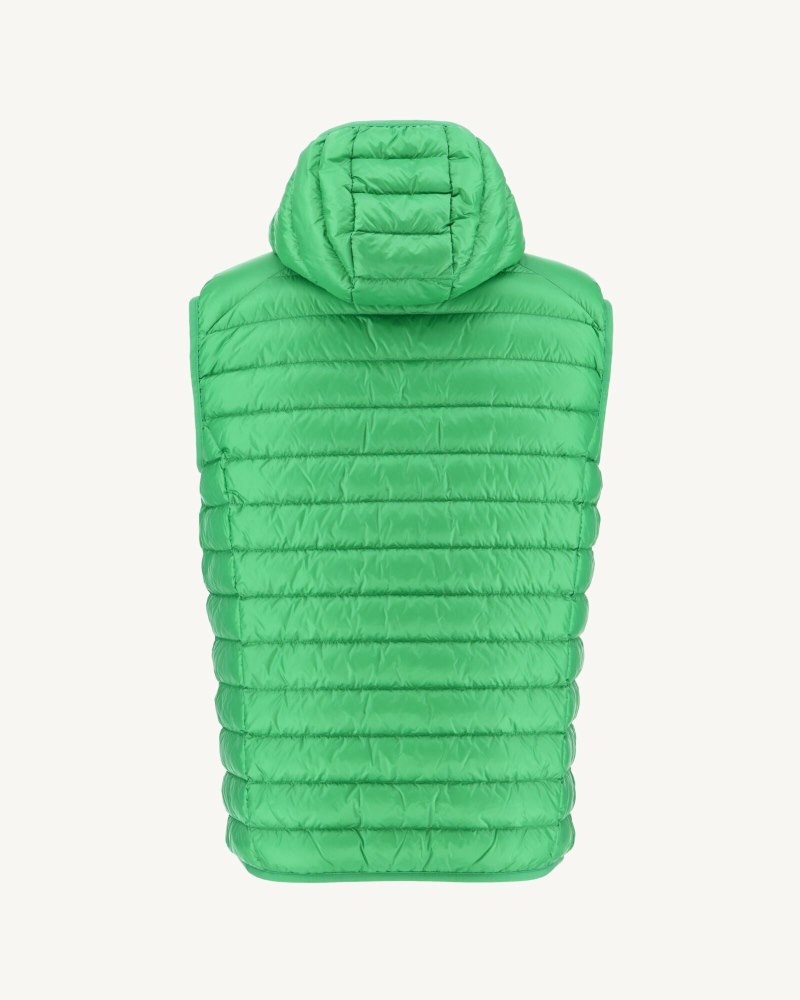 Green JOTT Pat Hooded Sleeveless Men's Down Jackets | HNM-3252