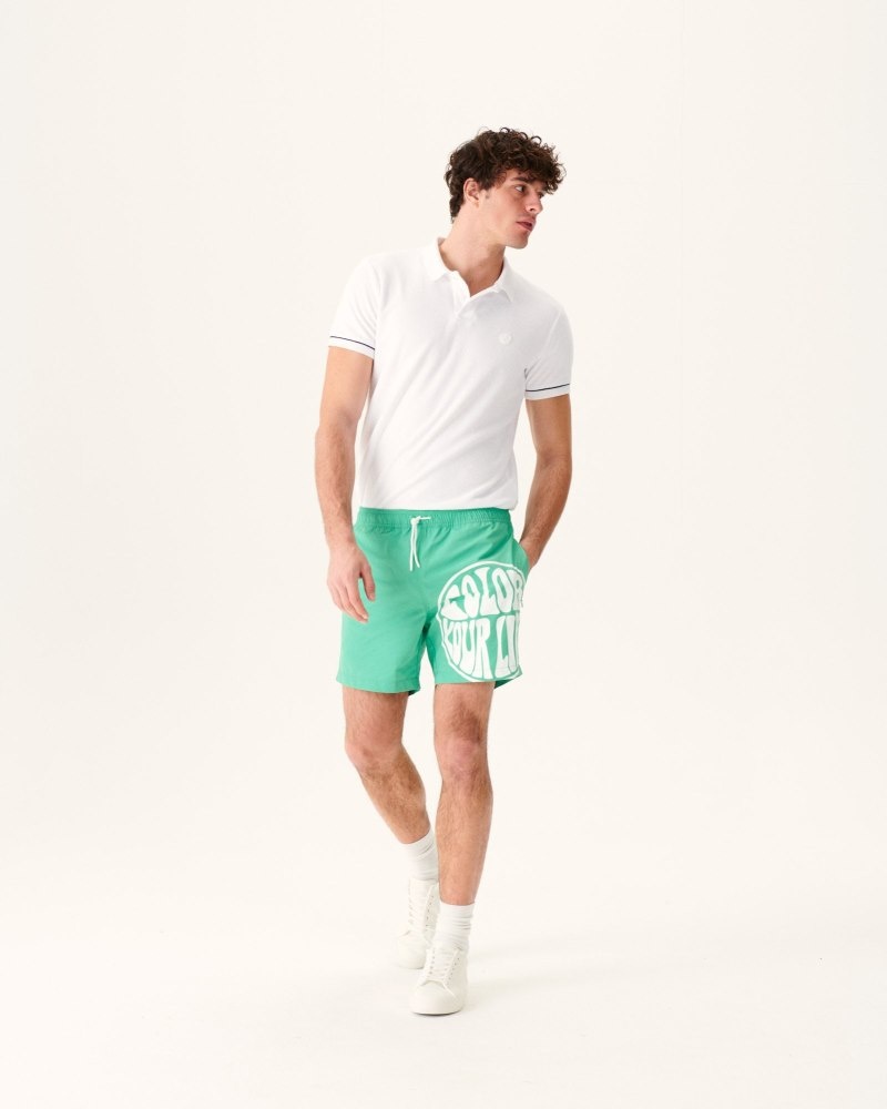 Green / White JOTT Biarritz Men's Swim Shorts | FFR-5639