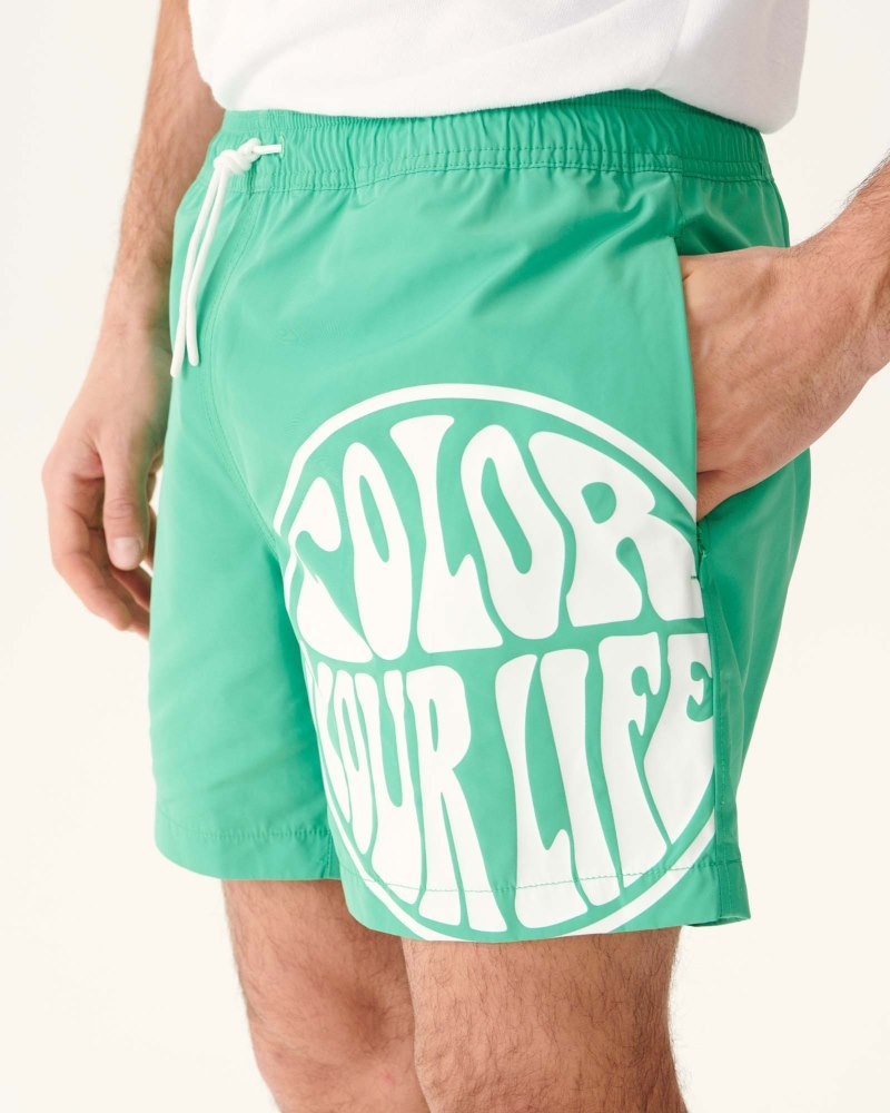 Green / White JOTT Biarritz Men's Swim Shorts | FFR-5639