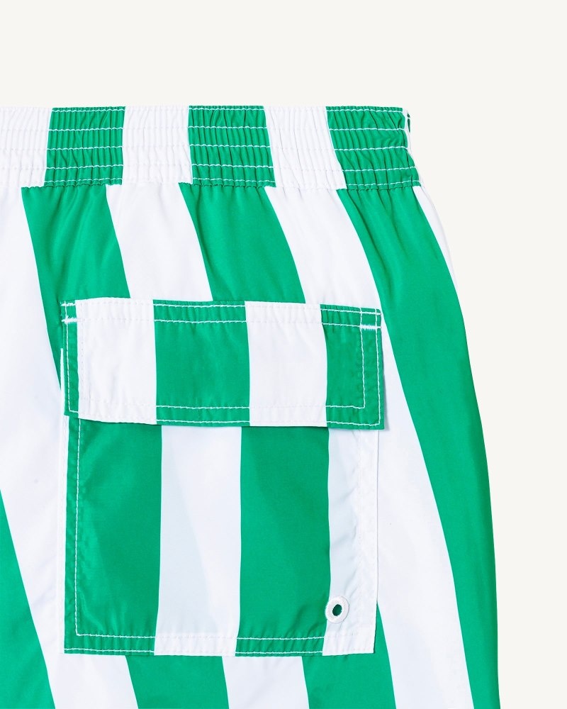 Green / White Stripe JOTT Deauville Men's Swim Shorts | FEI-9218