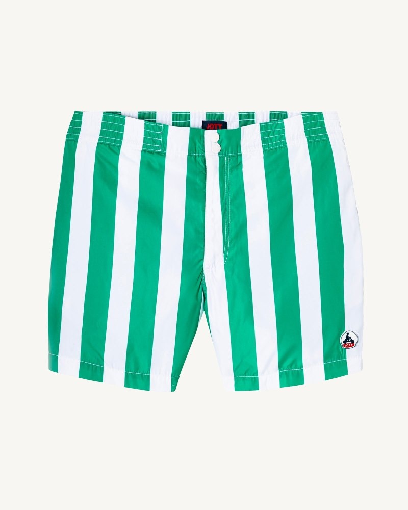 Green / White Stripe JOTT Deauville Men\'s Swim Shorts | FEI-9218