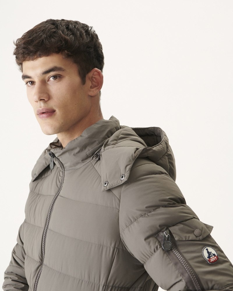 Grey Brown JOTT Adrien Grand Cold Hooded Men's Puffer Jackets | LUD-2832