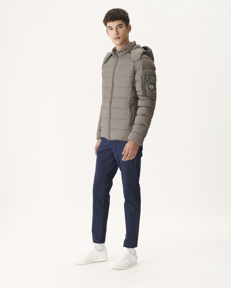 Grey Brown JOTT Adrien Grand Cold Hooded Men's Puffer Jackets | LUD-2832