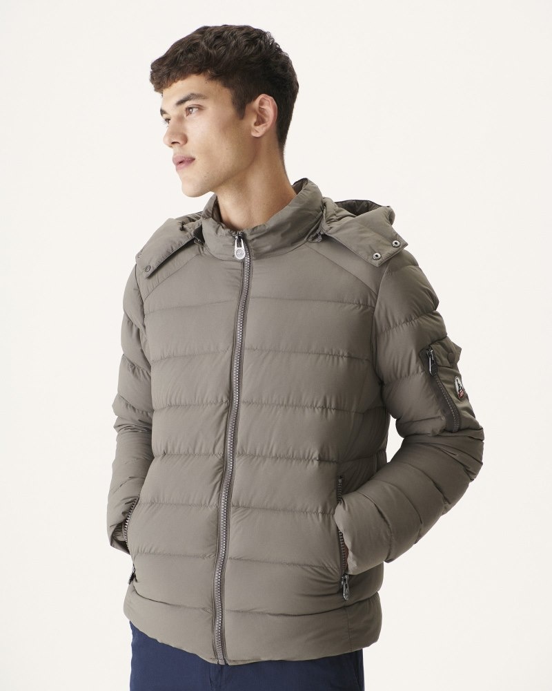 Grey Brown JOTT Adrien Grand Cold Hooded Men\'s Puffer Jackets | LUD-2832