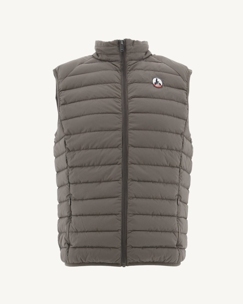 Grey Brown JOTT Arafo Stretch Sleeveless Men's Padded Jackets | NWN-8787