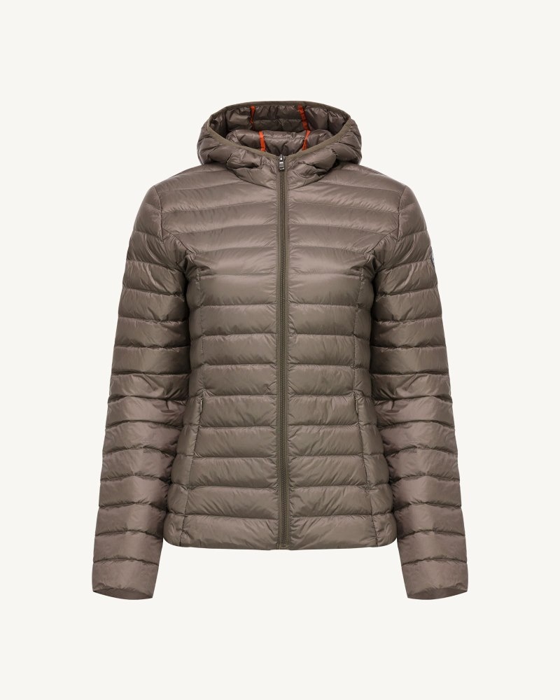 Grey Brown JOTT Cloe Lightweight Hooded Women's Down Jackets | AFE-2992