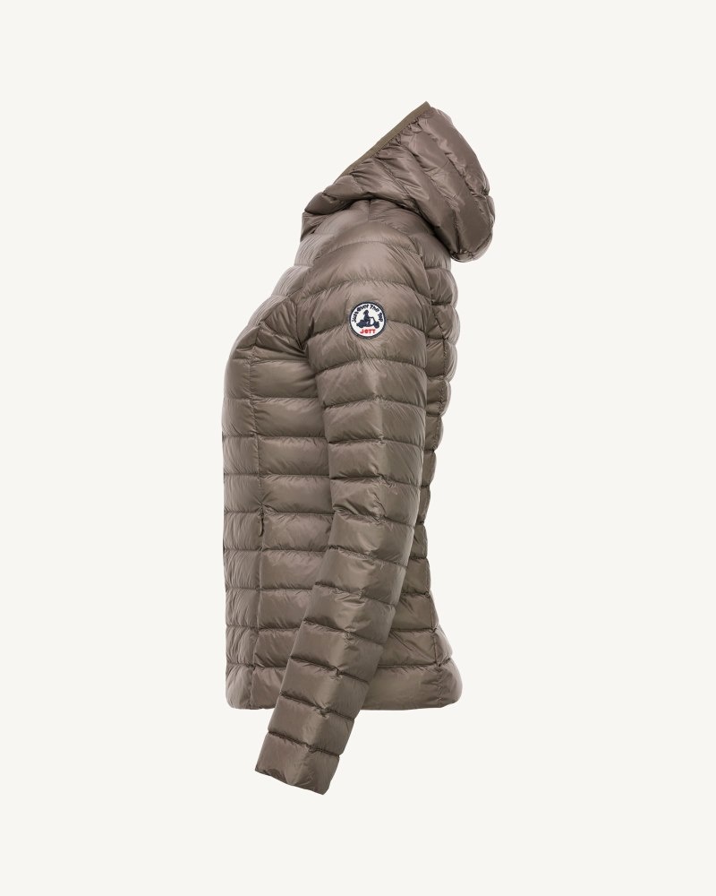 Grey Brown JOTT Cloe Lightweight Hooded Women's Down Jackets | AFE-2992