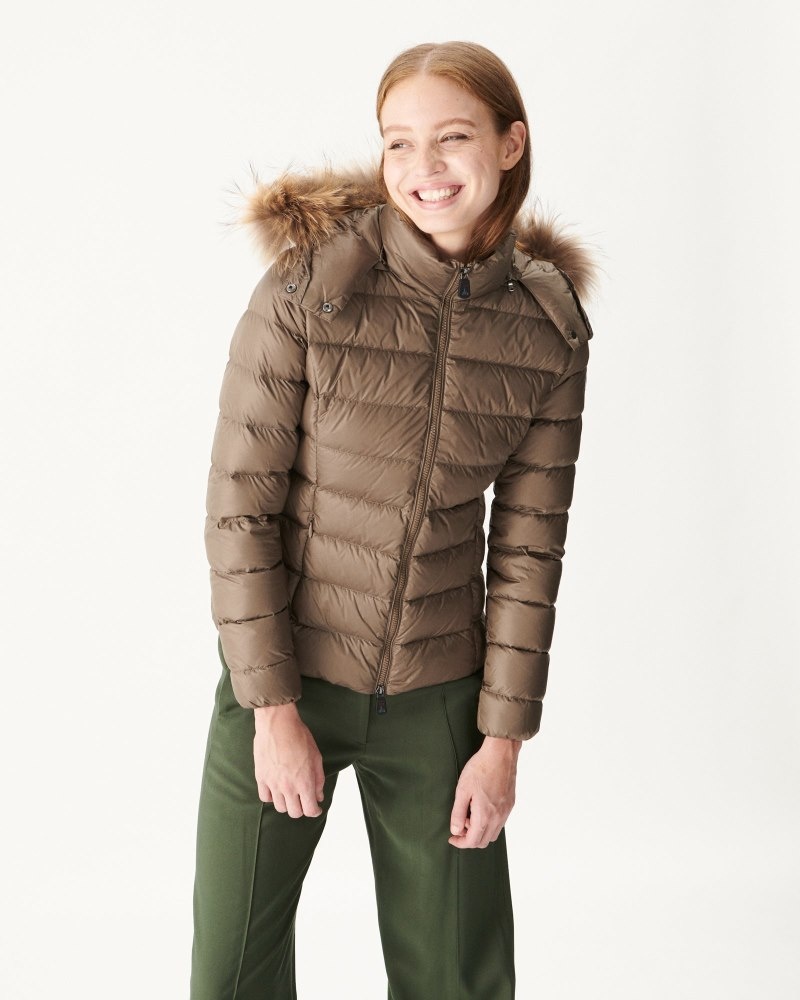 Grey Brown JOTT Luxe Extreme Cold Hooded Women's Down Jackets | ILC-0197