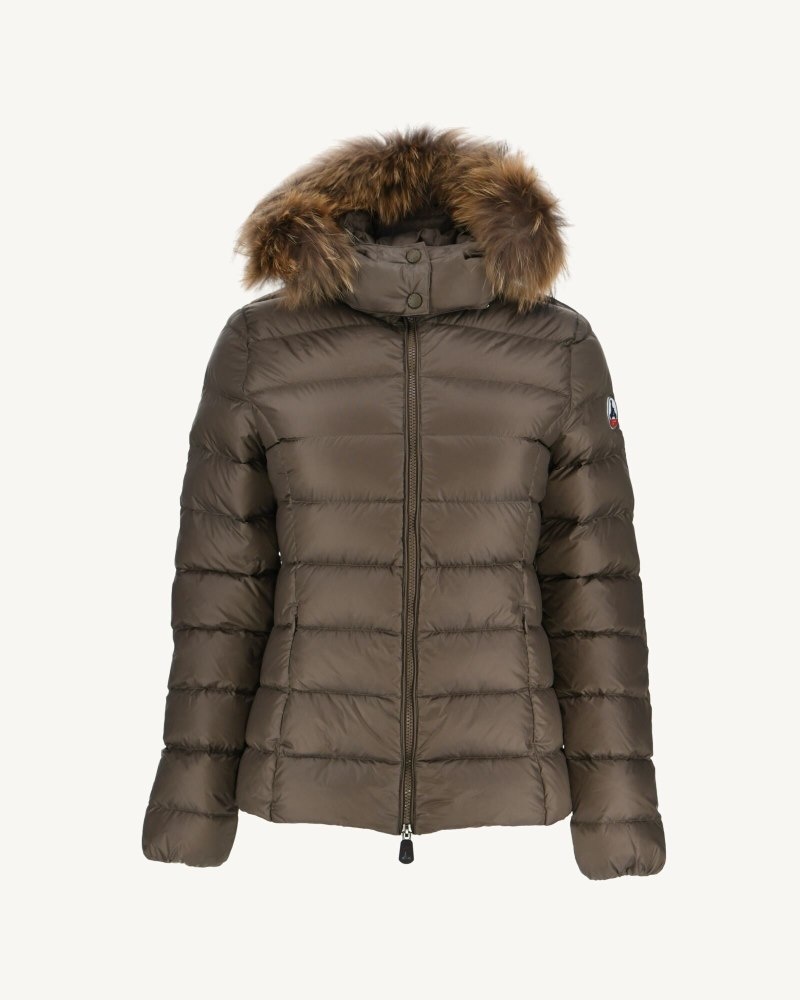 Grey Brown JOTT Luxe Extreme Cold Hooded Women's Down Jackets | ILC-0197