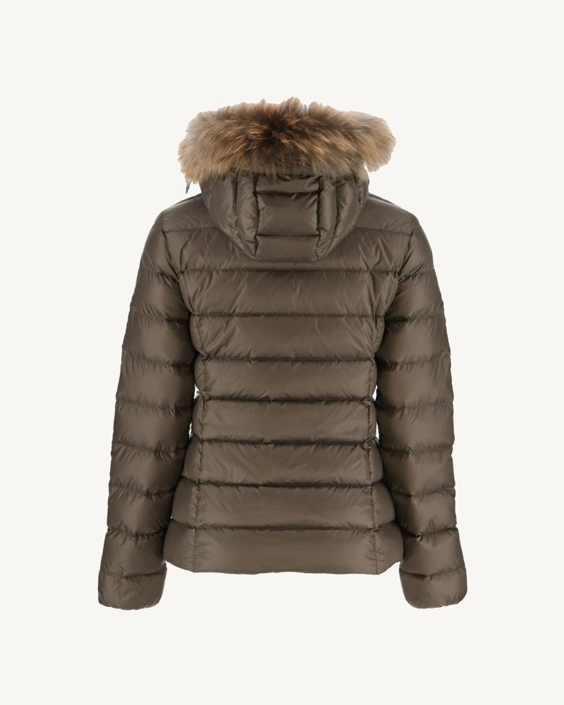 Grey Brown JOTT Luxe Extreme Cold Hooded Women's Down Jackets | ILC-0197