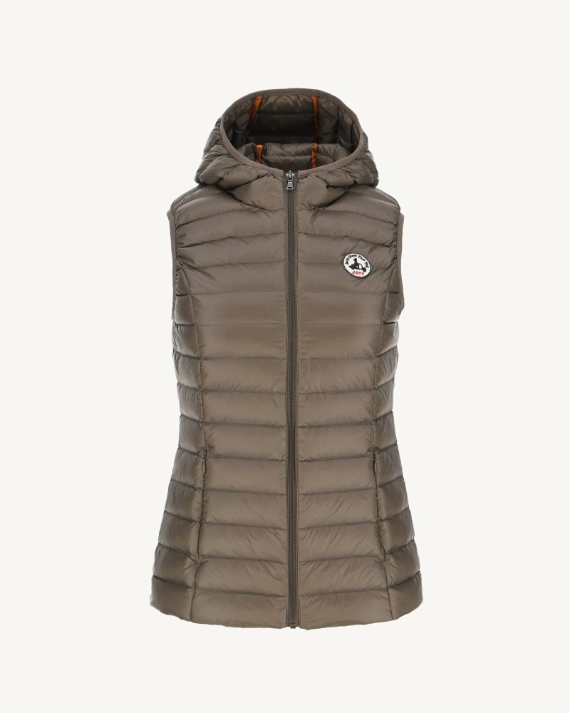 Grey Brown JOTT Mali Sleeveless Lightweight Women's Padded Jackets | PZM-0127