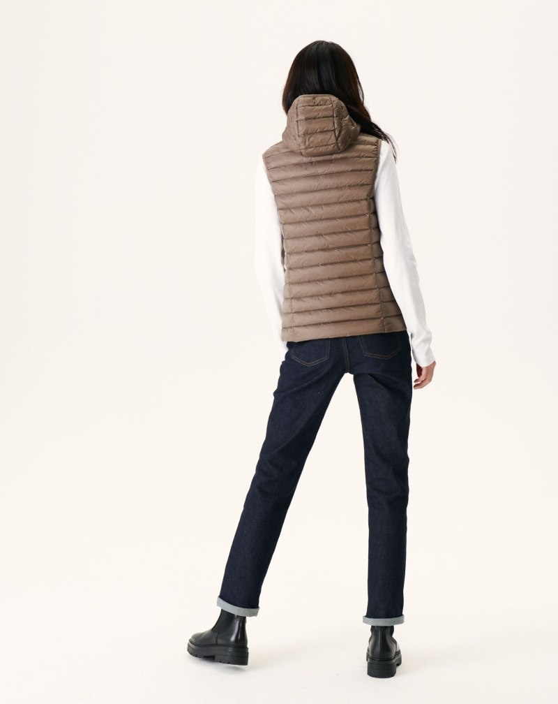 Grey Brown JOTT Mali Sleeveless Lightweight Women's Padded Jackets | PZM-0127