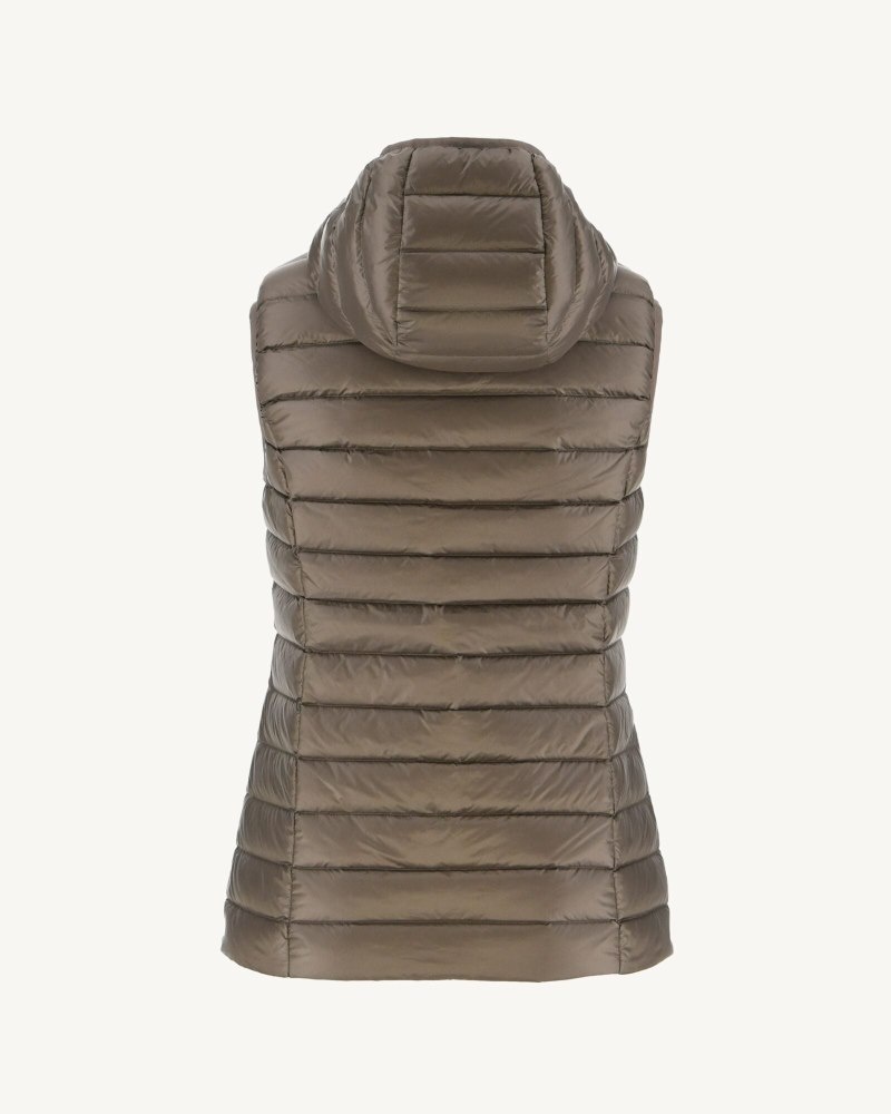 Grey Brown JOTT Mali Sleeveless Lightweight Women's Padded Jackets | PZM-0127