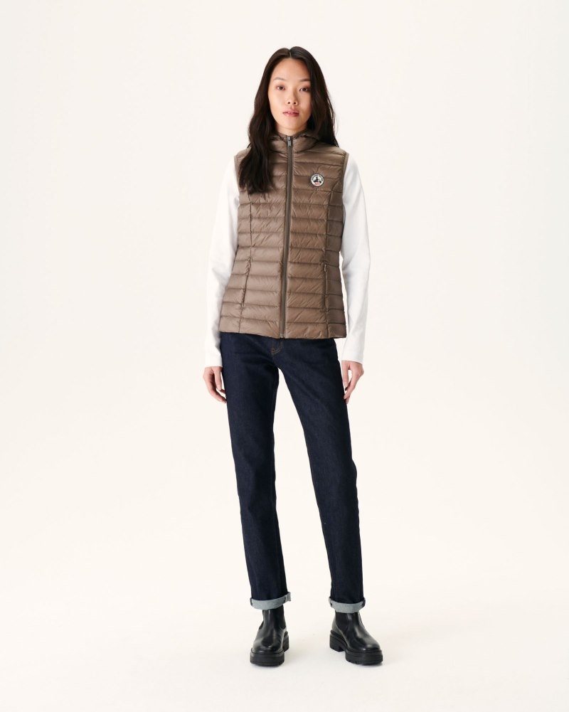 Grey Brown JOTT Mali Sleeveless Lightweight Women's Padded Jackets | PZM-0127