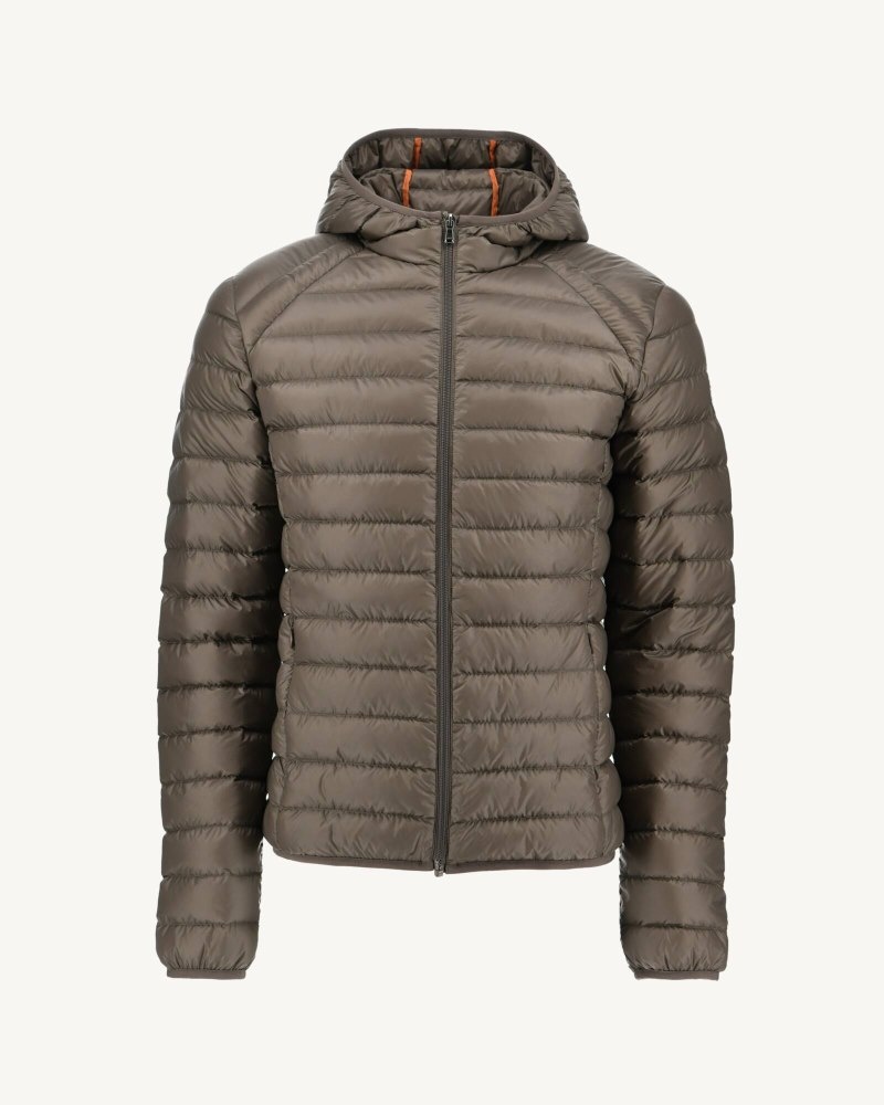 Grey Brown JOTT Nico Light Hooded Men's Down Jackets | BRP-7720