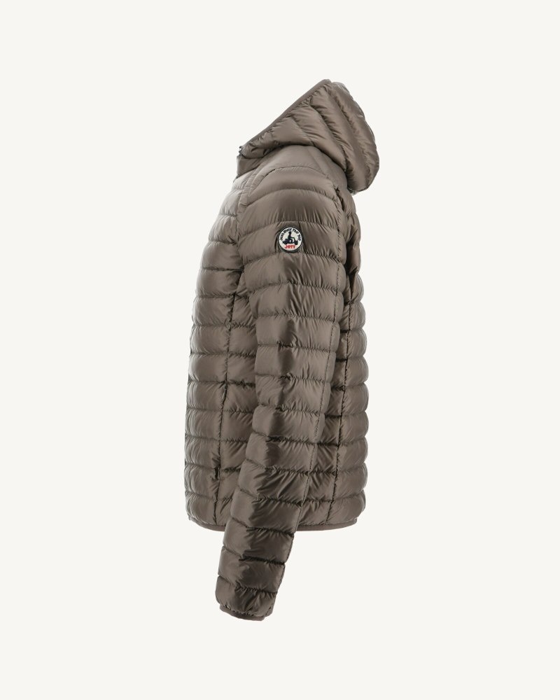 Grey Brown JOTT Nico Light Hooded Men's Down Jackets | BRP-7720