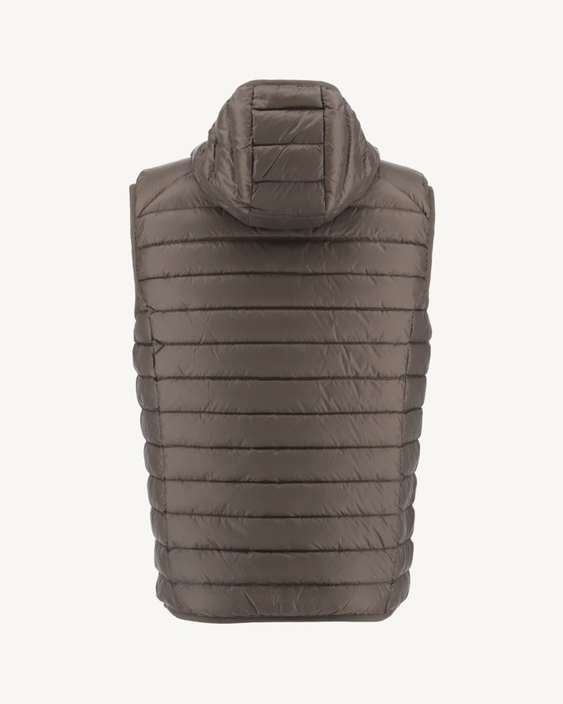 Grey Brown JOTT Pat Hooded Sleeveless Men's Padded Jackets | QBA-4427