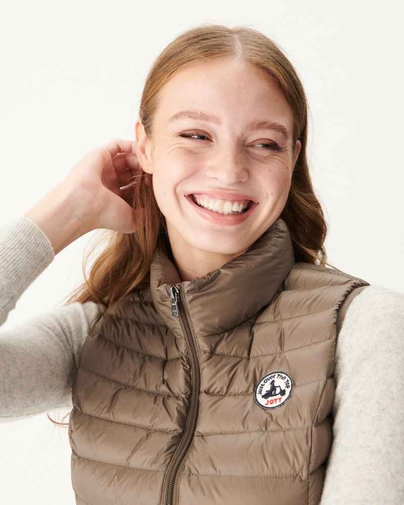 Grey Brown JOTT Seda Lightweight Sleeveless Women's Down Jackets | BGA-6353