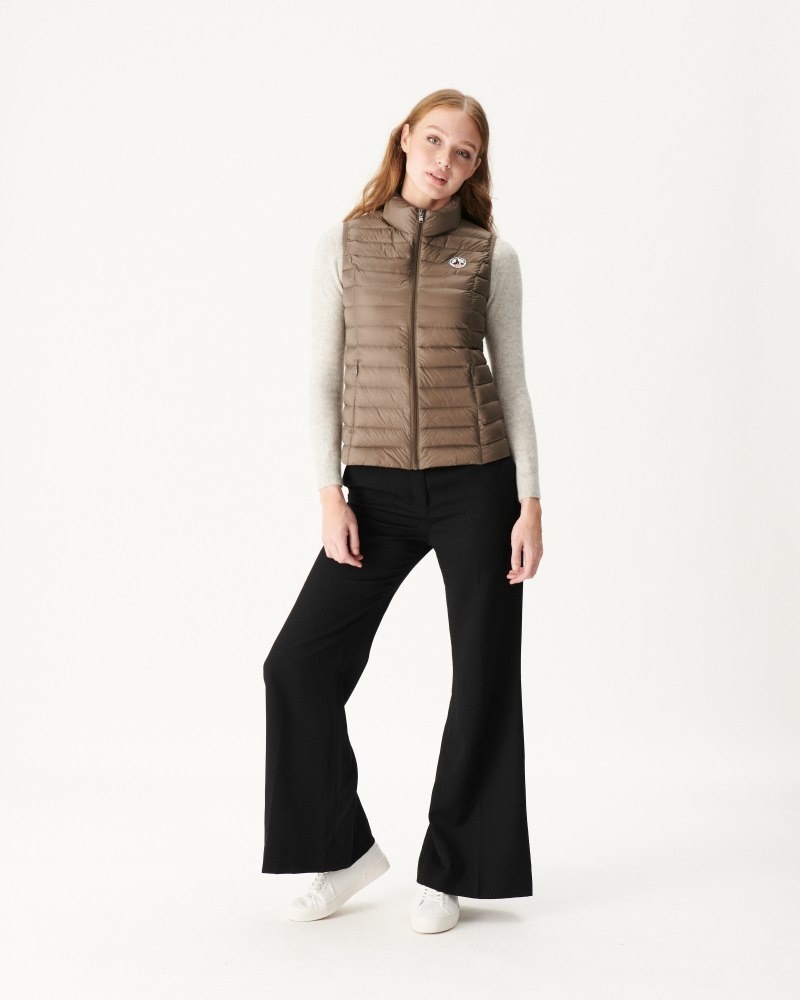 Grey Brown JOTT Seda Lightweight Sleeveless Women's Down Jackets | BGA-6353