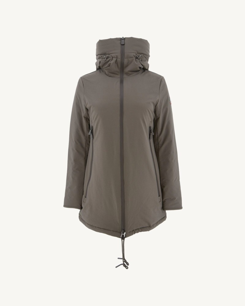 Grey Brown JOTT Siberian Hooded Women's Puffer Jackets | NAV-2586