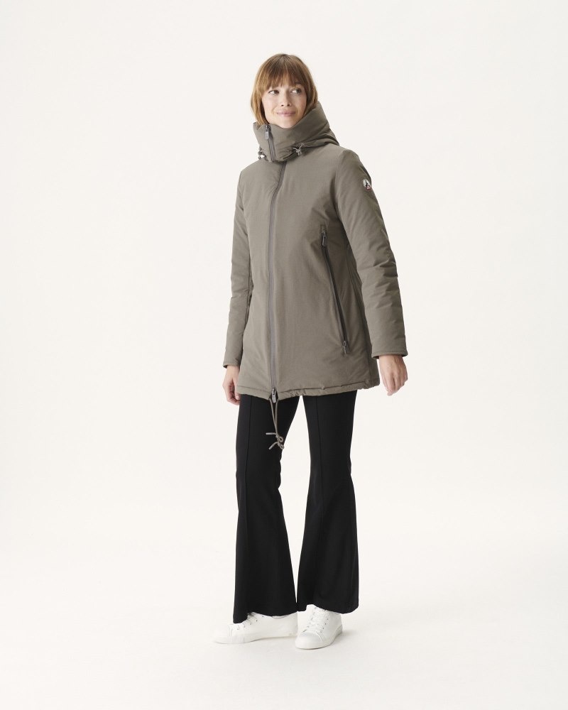 Grey Brown JOTT Siberian Hooded Women's Puffer Jackets | NAV-2586