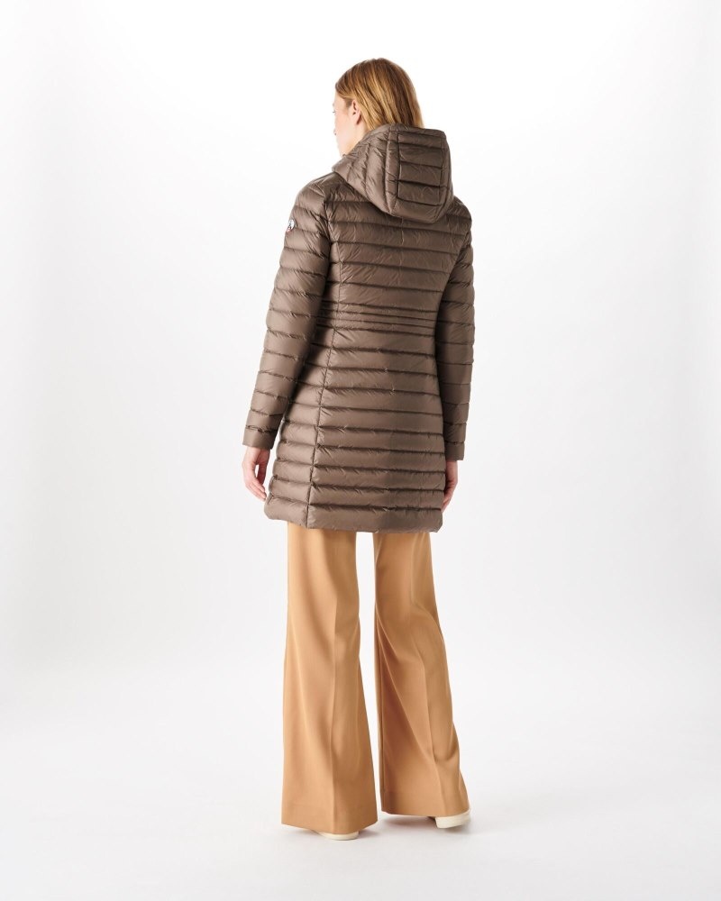 Grey Brown JOTT Vero Long Hooded Women's Puffer Jackets | BJA-6240